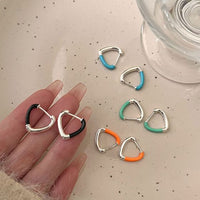 Colorful Epoxy Triangle Sterling Silver Hoop Earrings