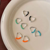 Colorful Epoxy Triangle Sterling Silver Hoop Earrings