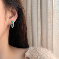 Colorful Epoxy Triangle Sterling Silver Hoop Earrings