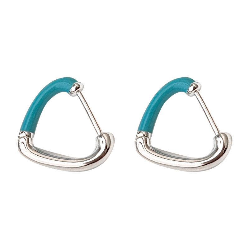 Colorful Epoxy Triangle Sterling Silver Hoop Earrings