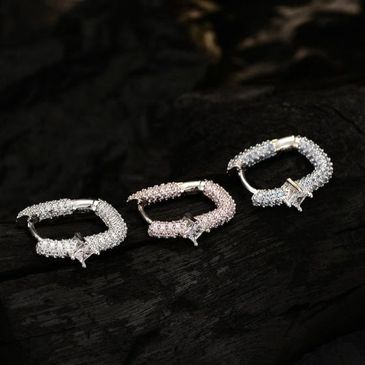 Micro Setting Rhombus CZ Hoop Earring (Single)
