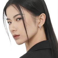 Micro Setting Rhombus Crystal Hoop Earring (Single)