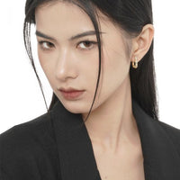 Micro Setting Rhombus Crystal Hoop Earring (Single)
