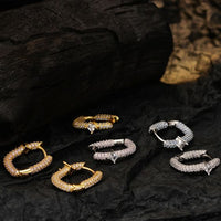 Micro Setting Rhombus Crystal Hoop Earring (Single)