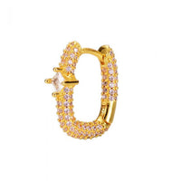 Micro Setting Rhombus Crystal Hoop Earring (Single)