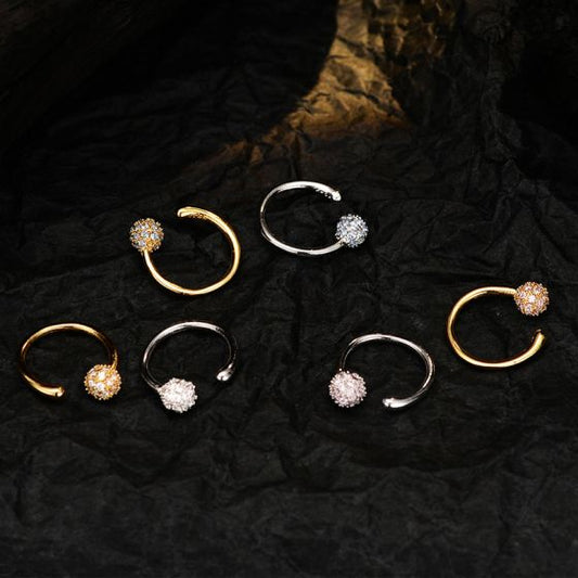 Colorful CZ Ball Non-Pierced Earring (Single)