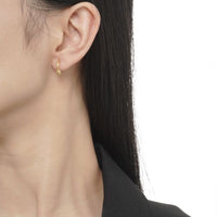 Micro Setting Crystal 925 Sterling Silver Hoop Earring (Single)