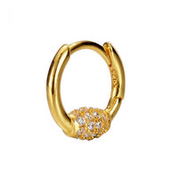 Micro Setting Crystal 925 Sterling Silver Hoop Earring (Single)