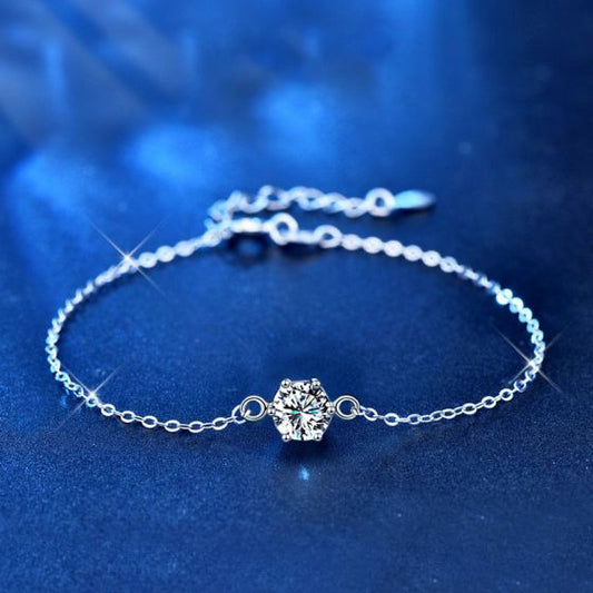 Six-Claw Round Moissanite CZ Bracelet