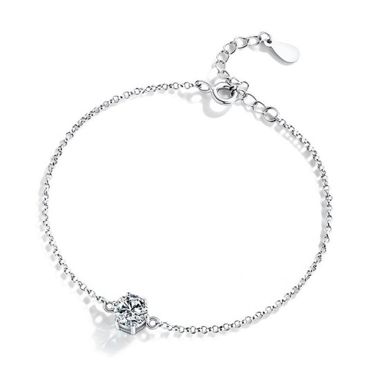 Six-Claw Round Moissanite CZ Bracelet