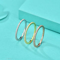 Minimalist Crystal Line Stacker Ring