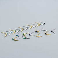 Geometric Baguette Crystal and Turquoise 925 Sterling Silver Stud Earrings