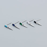 Geometric Baguette Crystal and Turquoise 925 Sterling Silver Stud Earrings