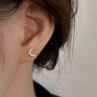 Irregular Croissant Sterling Silver Stud Earrings