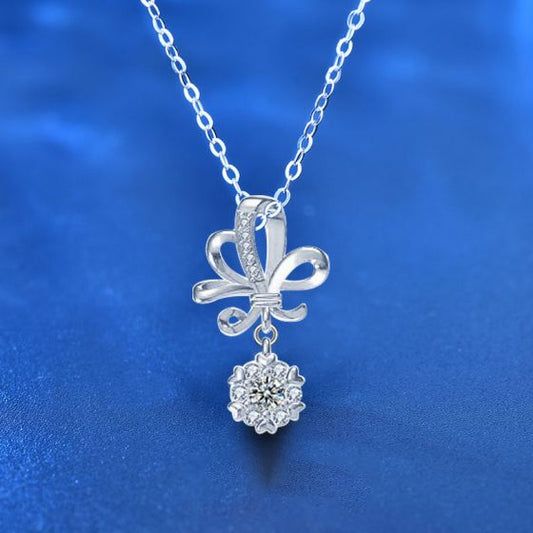Moissanite Bouquet Flower Necklace in 925 Sterling Silver