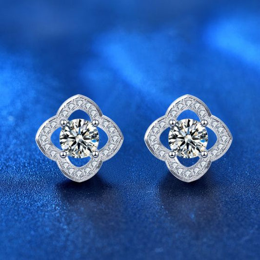 Moissanite Four-Leaf Clover 925 Sterling Silver Stud Earrings