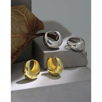 Curved French Retro S925 Sterling Silver Earrings