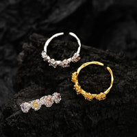 Colorful Crystal Flower Adjustable 925 Sterling Silver Ring