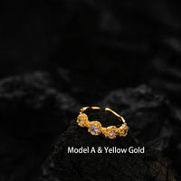 Colorful Crystal Flower Adjustable 925 Sterling Silver Ring