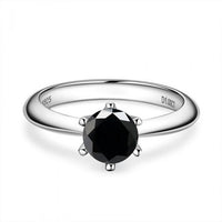 Classic Round Six-Claw 1 Carat Sterling Silver Adjustable Ring