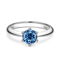 Classic Round Six-Claw 1 Carat Sterling Silver Adjustable Ring
