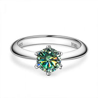 Classic Round Six-Claw 1 Carat Sterling Silver Adjustable Ring
