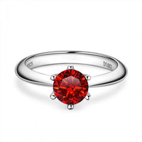 Classic Round Six-Claw 1 Carat Sterling Silver Adjustable Ring