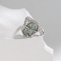 Lake Tree Branch Epoxy 925 Sterling Silver Adjustable Ring