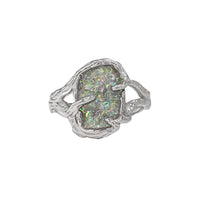 Lake Tree Branch Epoxy 925 Sterling Silver Adjustable Ring