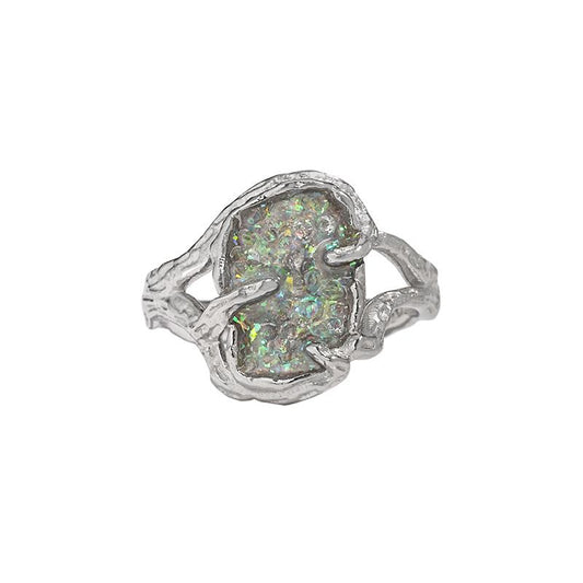 Lake Tree Branch Epoxy 925 Sterling Silver Adjustable Ring