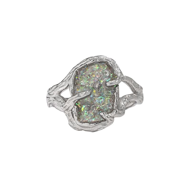 Lake Tree Branch Epoxy 925 Sterling Silver Adjustable Ring