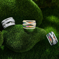 Rainbow Multi-Layer Crystal Cross Adjustable Ring