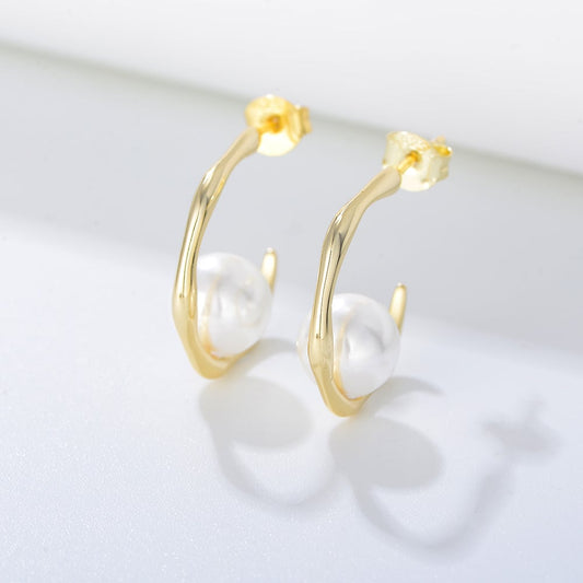 Sterling Silver Natural Pearl Statement Earrings