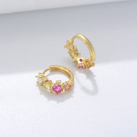Cubic Zirconia Small Hoop Earrings in Sterling Silver