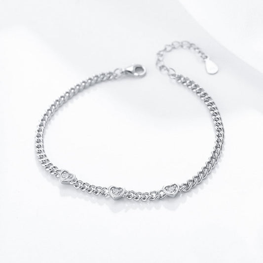 Solid Sterling Silver Gold Bracelet with Cubic Zirconia