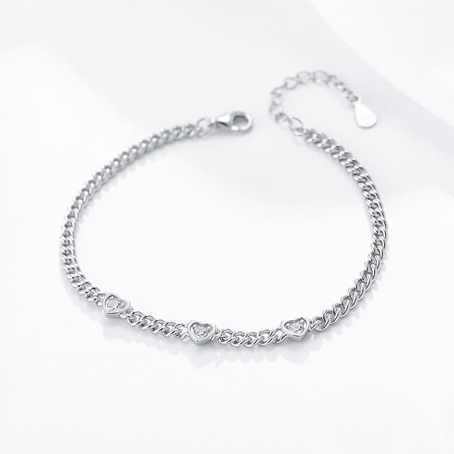 Solid Sterling Silver Gold Bracelet with Cubic Zirconia