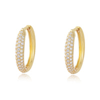 Gold Plated Sterling Silver Cubic Zirconia Hoop Earrings