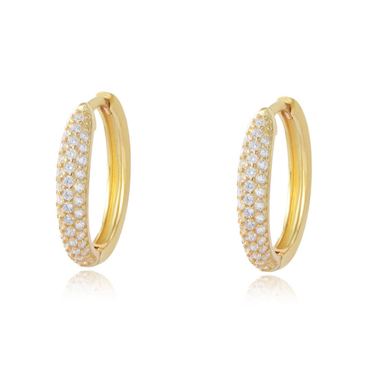 Gold Plated Sterling Silver Cubic Zirconia Hoop Earrings