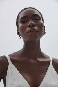 Electroformed C-Shape Tube Hoop Earrings in 999 Sterling Silver