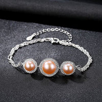 Three Cultured Pearl Bracelet, 18K Gold-Plated 925 Sterling Silver