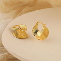 Irregular Thread Shell Hoop Earrings, 925 Sterling Silver