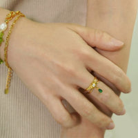 Double Layer Waterdrop Crystal Adjustable Sterling Silver Ring