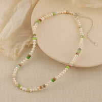 Resort Wind Natural Pearl Necklace, 925 Sterling Silver