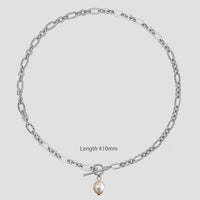 Hollow Wave Oval Pearl Necklace in 925 Sterling Silver