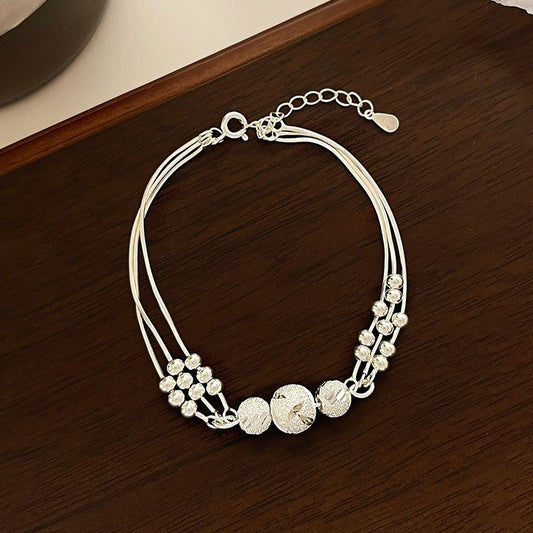 Triple Layer Bead 925 Sterling Silver Bracelet