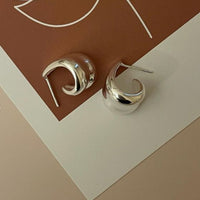 C-Shape Wide 925 Sterling Silver Stud Earrings