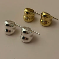 C-Shape Wide 925 Sterling Silver Stud Earrings