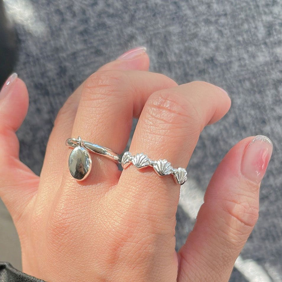 Three Sea Shell Sterling Silver Adjustable Ring