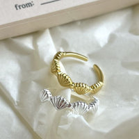 Three Sea Shell Sterling Silver Adjustable Ring