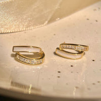 Double Layer White Crystal Epoxy Circle Hoop Earrings